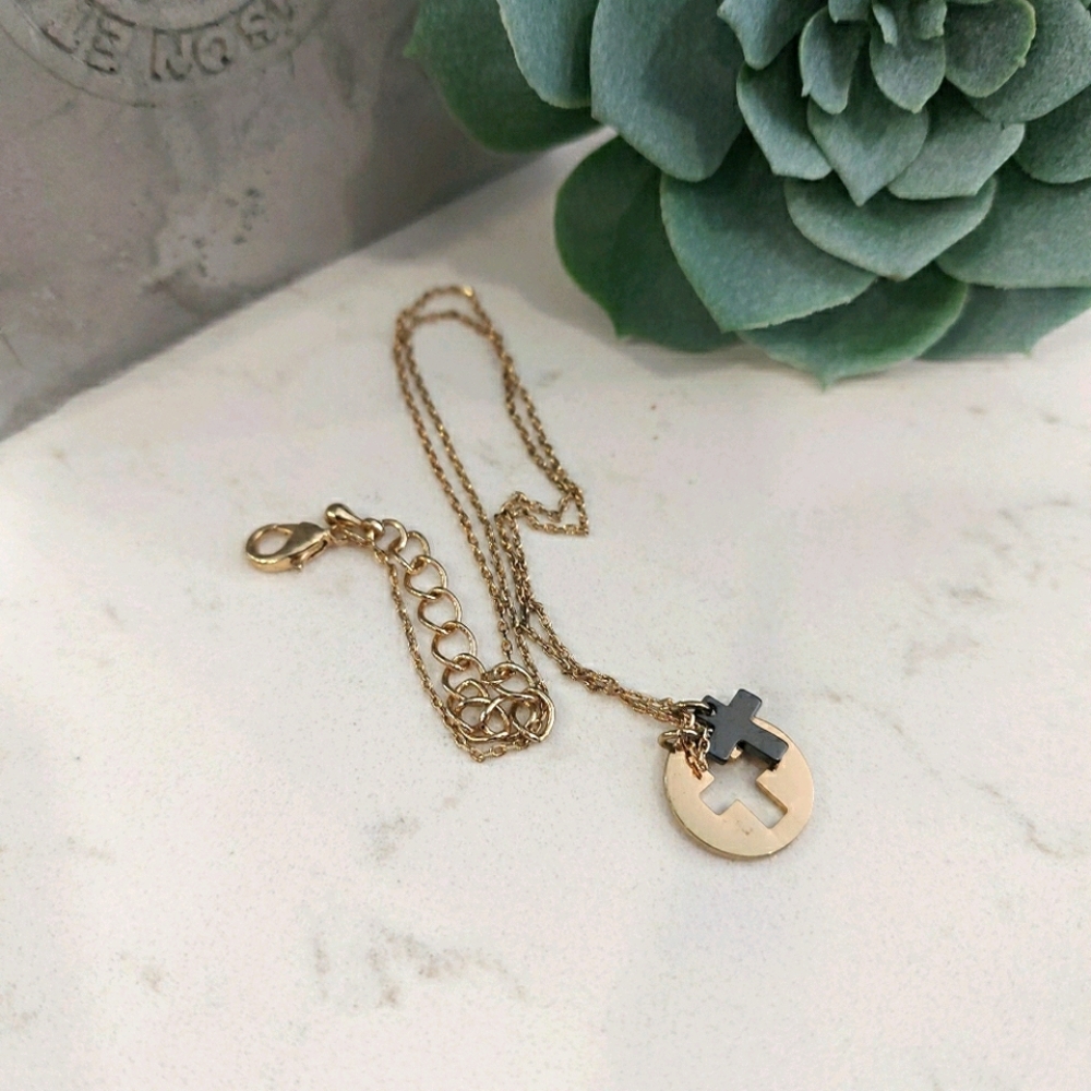 Gold Tone Cross Necklace